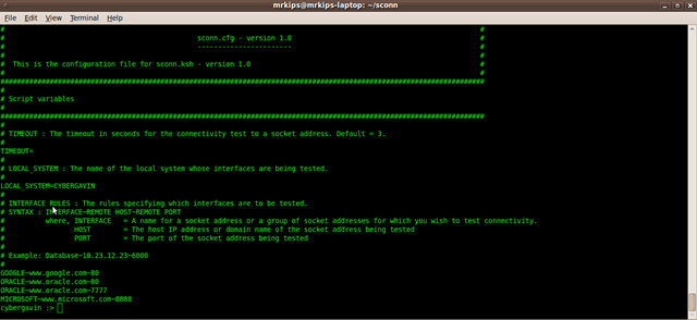 Configuring sconn