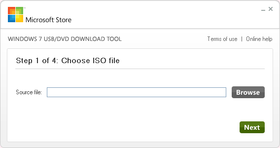 windows7 USB/DVD Download Tool - STEP 1